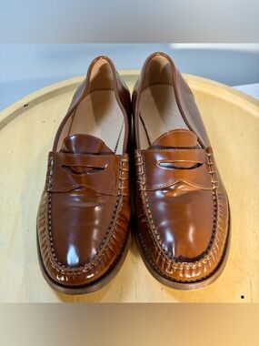 J. Crew Brown Leather Winona Penny Loafers in Italian Spazaddo Leather